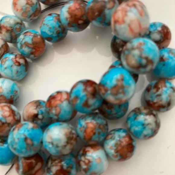 Three 10 MM Glass Bead Bracelets. Multicolored - Picture 2 of 6